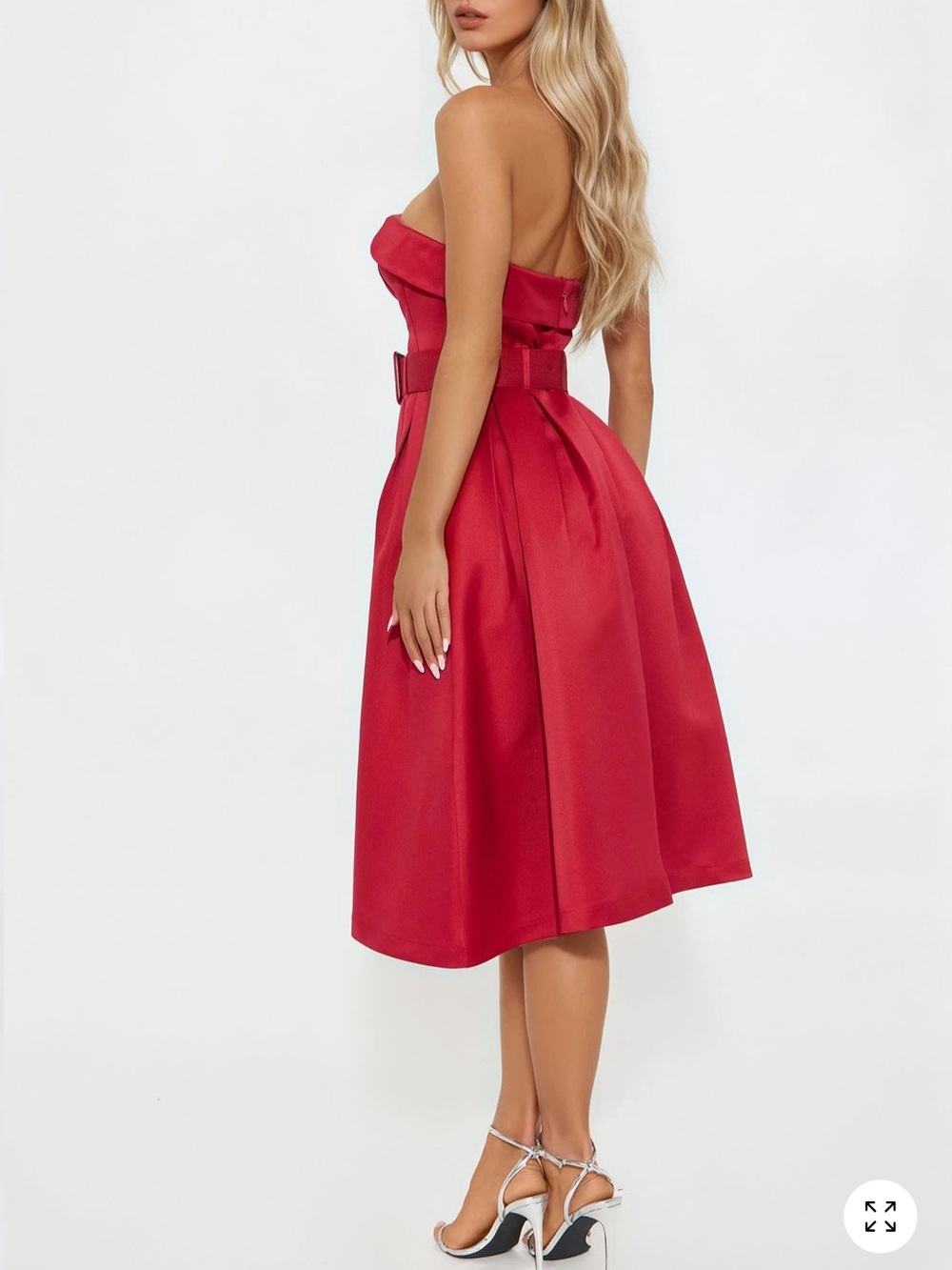 Fashion Nova Strapless Red Belted Midi Dress - Picture 3 of 5